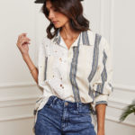 Chemise en lin ajouré imprimé