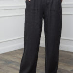 Pantalon coupe droite avec cordon en lin